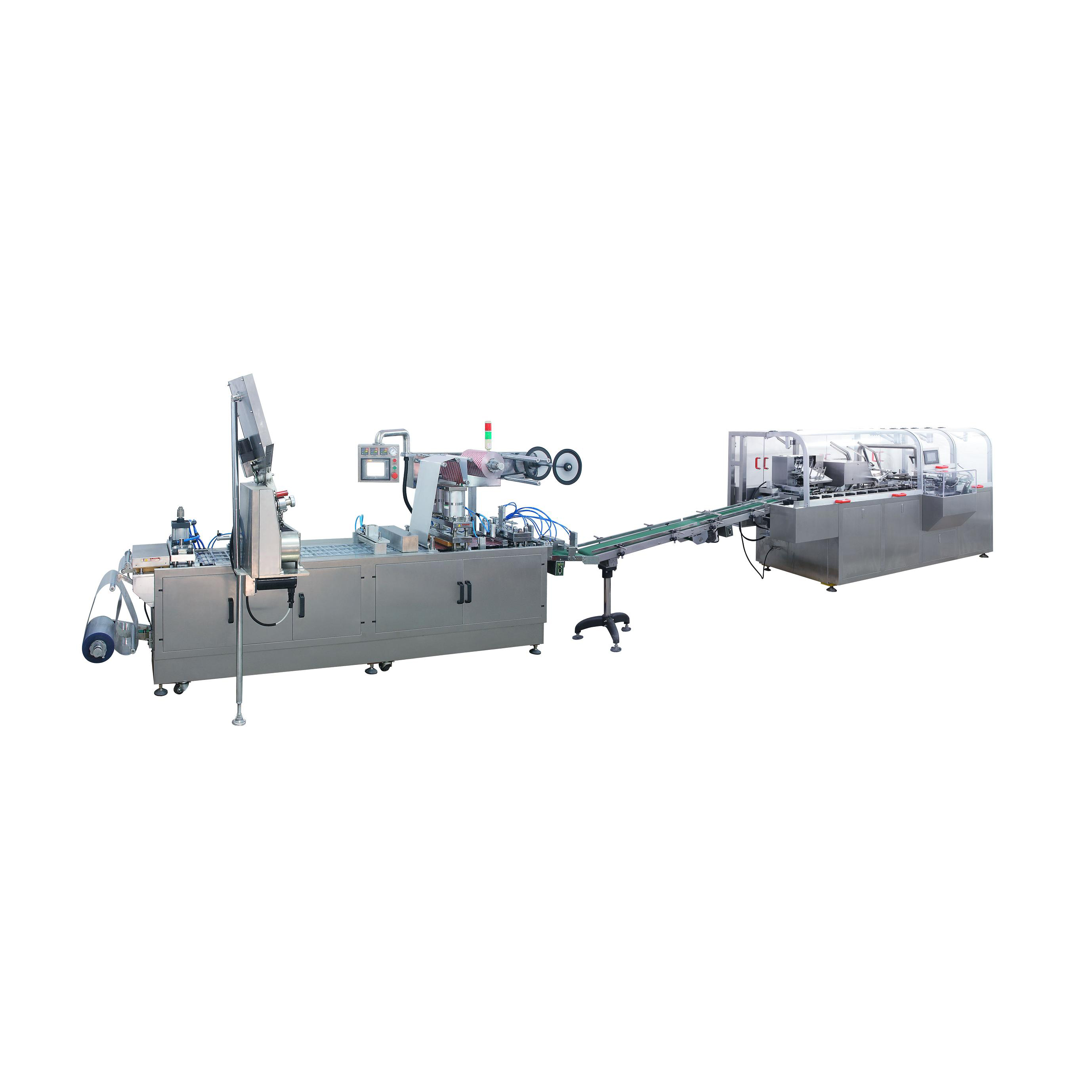 Ampoule/vial automatic tray forming, feeding in tray and cartoning production line